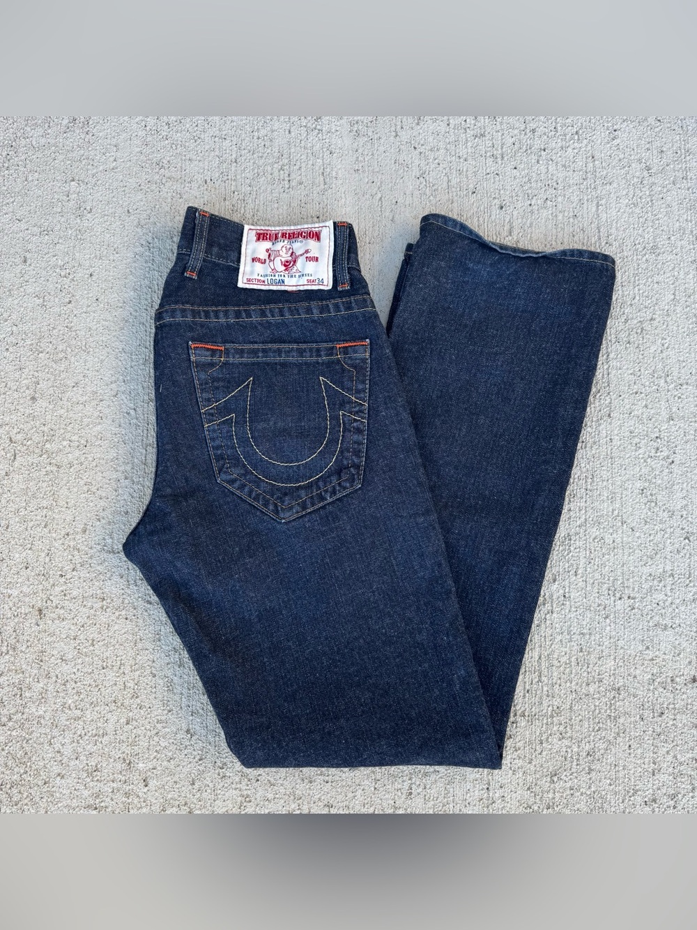 True Religion Logan Jeans Men's 34 Made in USA Y2K Button Fly Straight Leg